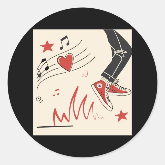 Snicker Music Colourful Expressive Digital Art Ill Classic Round Sticker (Front)