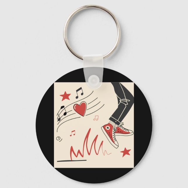 Snicker Music Colourful Expressive Digital Art Ill Key Ring (Front)