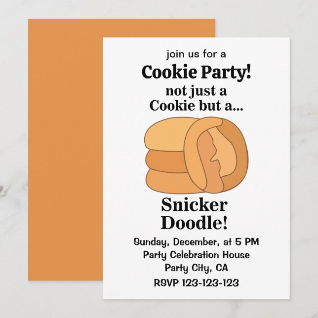 Snickerdoodle Cookie Party Invitation (Front/Back)