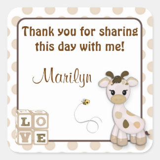 Snickerdoodle Giraffe square stickers