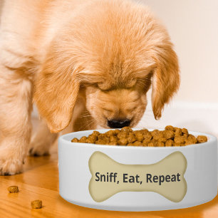 Sniff, Eat, Repeat, Dog Bone Funny Dog Bowl