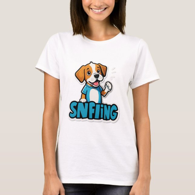 Sniff Happens – Funny Dog Cartoon T-Shirt (Front)