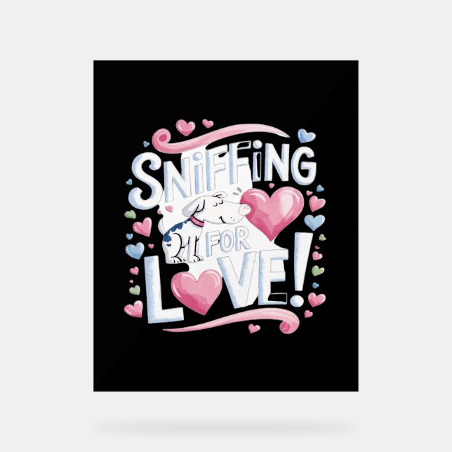 Sniffing for Love! Dog Acrylic Sign (Front)