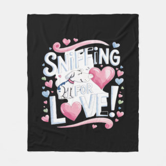 Sniffing for Love! Dog Fleece Blanket