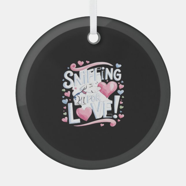 Sniffing for Love! Dog Glass Tree Decoration (Front)