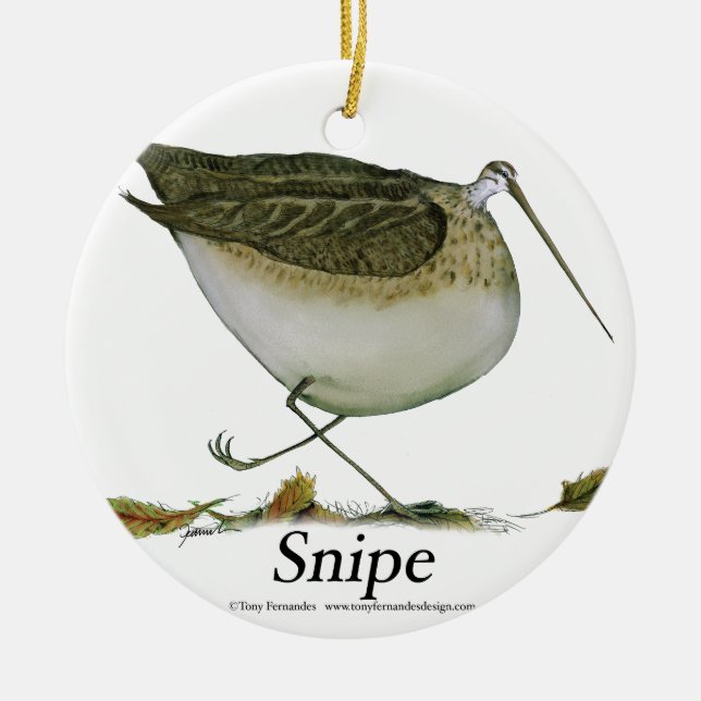 Snipe bird, tony fernandes ceramic tree decoration (Front)