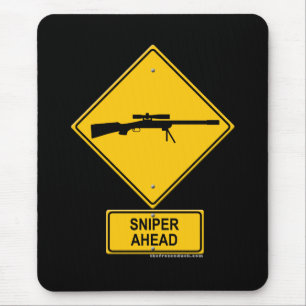 Sniper Ahead Warning Sign Mouse Pad