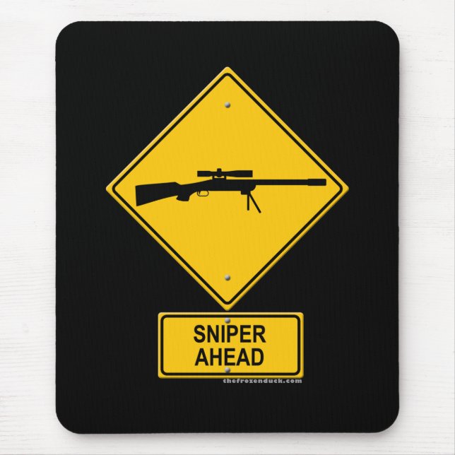 Sniper Ahead Warning Sign Mouse Pad (Front)