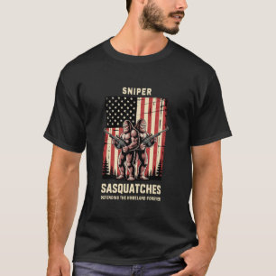 Sniper Sasquatches Defending The Homeland Funny De T-Shirt
