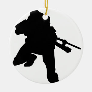 Sniper Silhouette Ceramic Tree Decoration