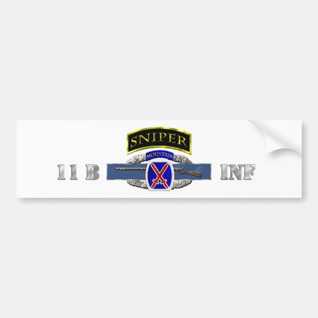 Sniper Tab 11B CIB 10th Mt Bumper Sticker (Front)