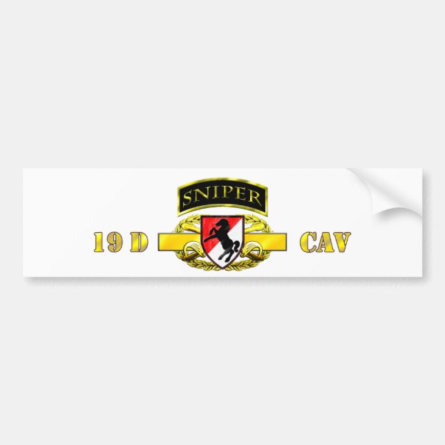 Sniper Tab 19D Cav Scout 11th Armoured Cav Bumper Sticker (Front)