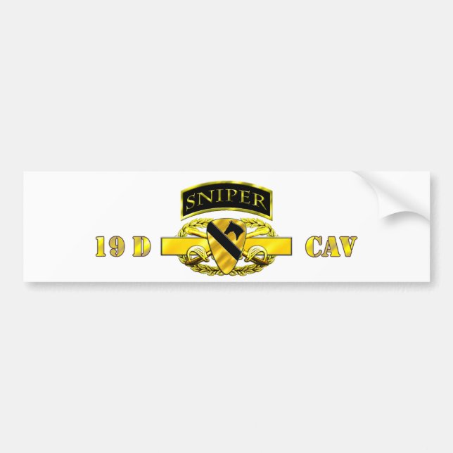 Sniper Tab 19D Cav Scout 1st Cav Bumper Sticker (Front)