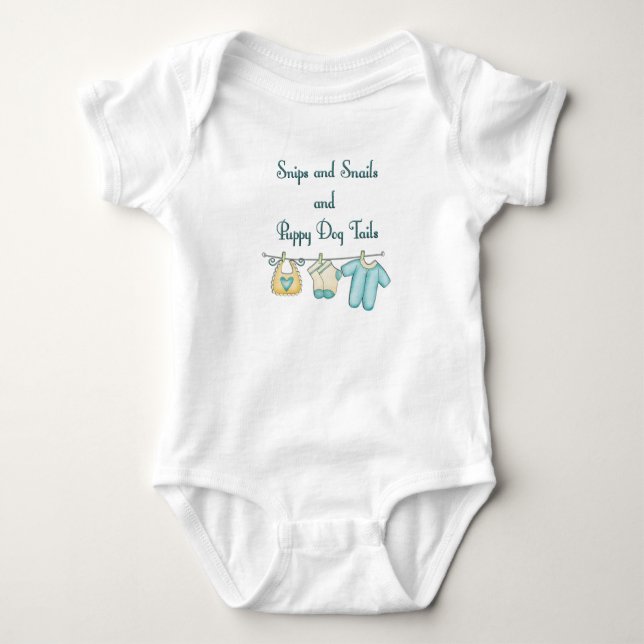 Snips and Snails and Puppy Dog Tails Baby Bodysuit (Front)
