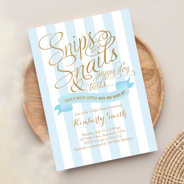 Snips and Snails Baby Boy Baby Shower Invitation (Creator Uploaded)