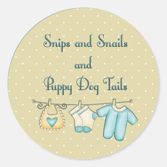 Snips Snails Puppy Dog Tails With Baby Clothes Classic Round Sticker (Front)