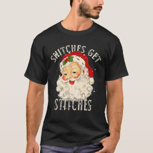 Snitches Get Stitches Christmas Lights Santa Vinta T-Shirt