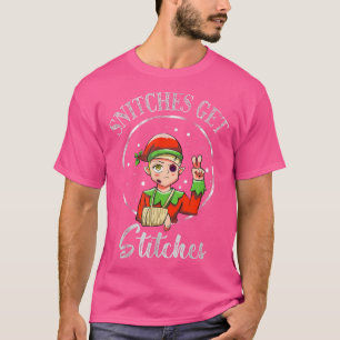 Snitches Get Stitches Funny Elf St Patricks Day  T-Shirt