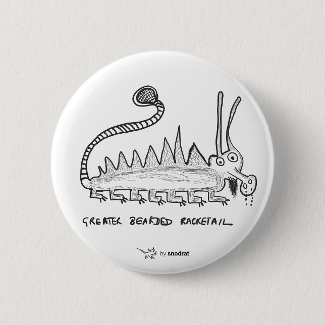 Snod Rat: Greater Bearded Racketail 6 Cm Round Badge (Front)