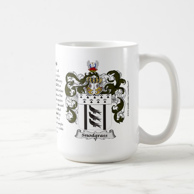 Snodgrass, the Origin, the Meaning and the Crest Coffee Mug (Right)