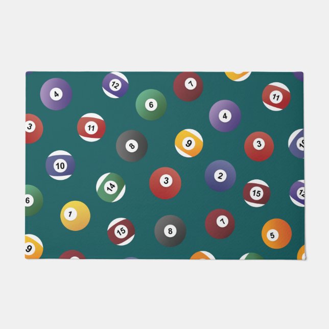 Snooker Ball Pattern, Billiard Player Gifts Doormat (Front)