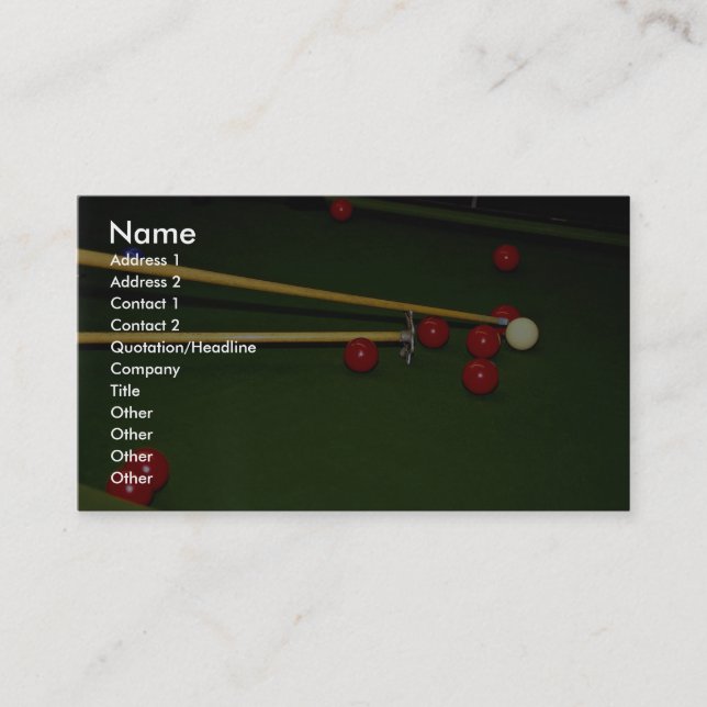 Snooker shot business card (Front)