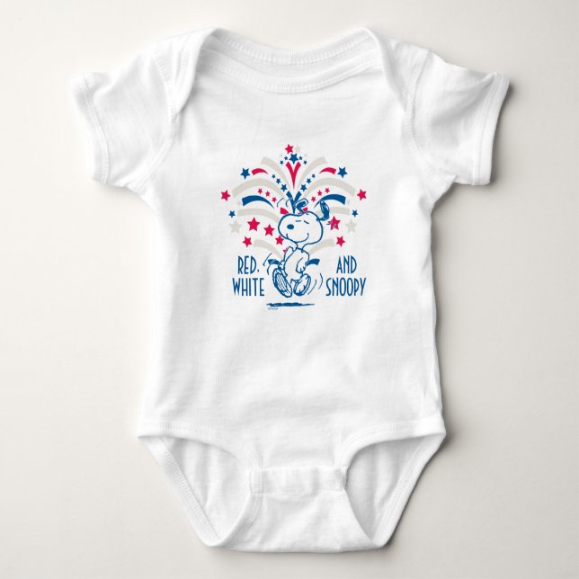 Snoopy 4th of July Dance Baby Bodysuit (Front)