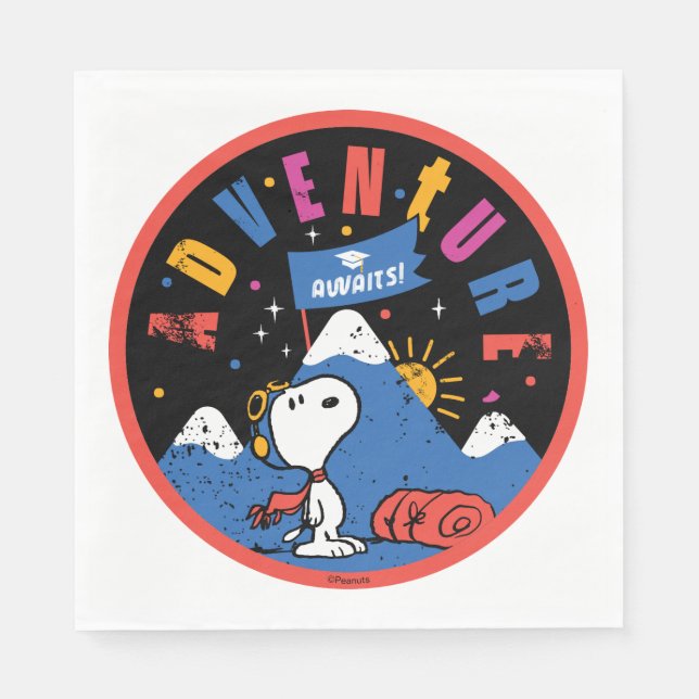 Snoopy Adventure Awaits Graduation Mountain Design Napkin (Front)