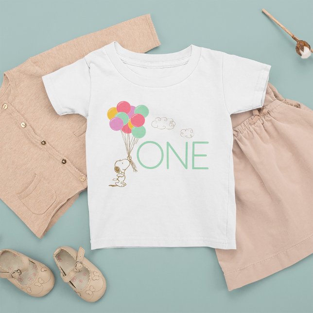 Snoopy and Balloons 1st Birthday Baby T-Shirt (Creator Uploaded)