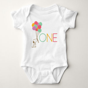 Snoopy and Balloons 1st Birthday Baby T-Shirt Baby Bodysuit