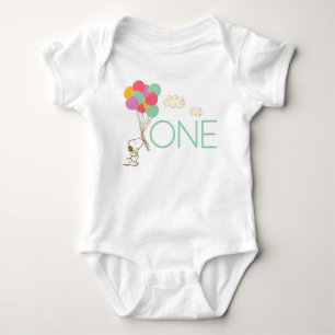Snoopy and Balloons 1st Birthday Baby T-Shirt Bodysuit