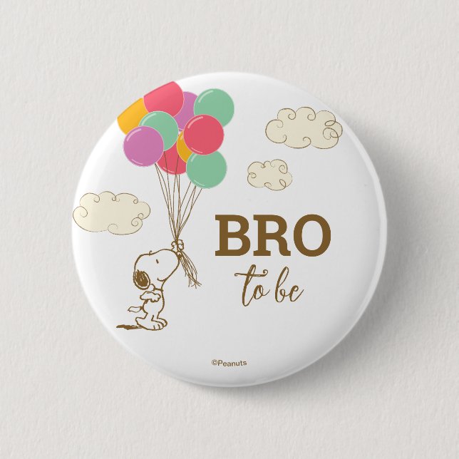 Snoopy and Balloons Baby Shower Brother To Be 6 Cm Round Badge (Front)