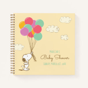Snoopy and Balloons Baby Shower Guest Gift List Notebook