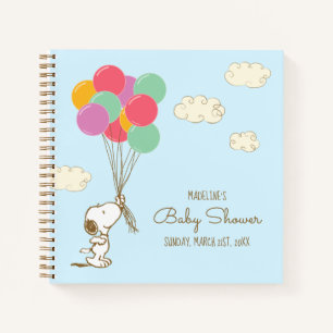 Snoopy and Balloons Baby Shower Guest Gift List Notebook