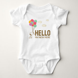 Snoopy and Balloons Baby Shower 'm New Here Bodysuit