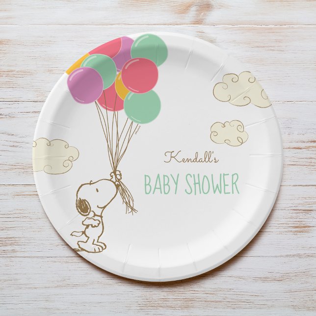 Snoopy and Balloons Baby Shower Paper Plate (Creator Uploaded)