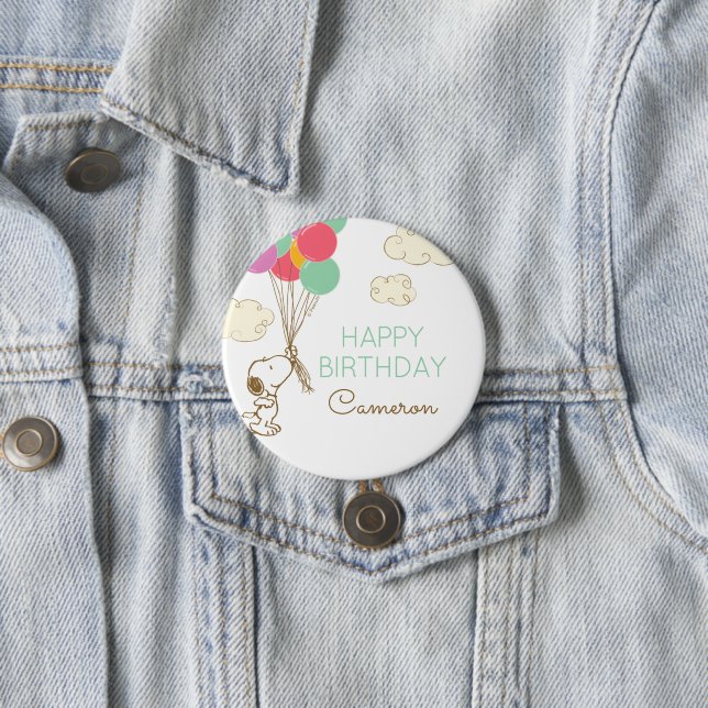 Snoopy and Balloons Birthday 7.5 Cm Round Badge (In Situ)