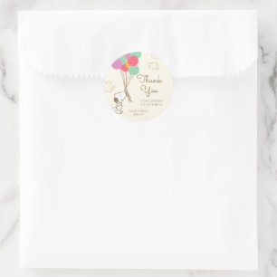 Snoopy and Balloons Birthday Classic Round Sticker