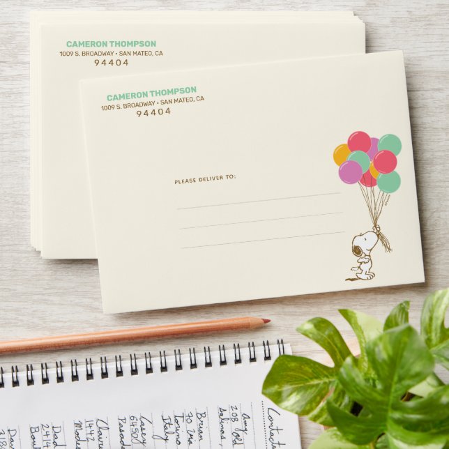 Snoopy and Balloons Birthday Envelope (Stacked)