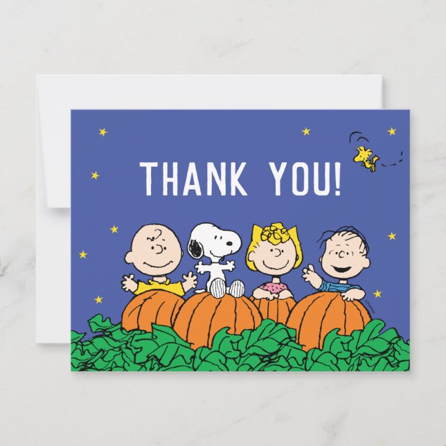 Snoopy and Pumpkin First Birthday Thank You Invitation (Front)