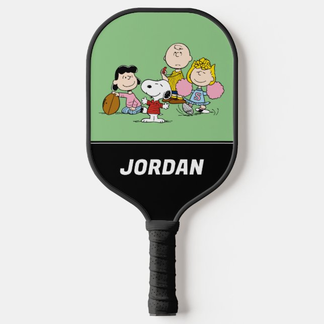 Snoopy and the Gang Play Football | Add Your Name Pickleball Paddle (Front)