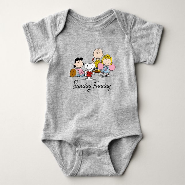 Snoopy and the Gang Play Football Baby Bodysuit (Front)