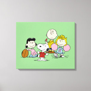 Snoopy and the Gang Play Football Canvas Print