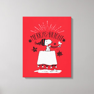 Snoopy and Woodstock - Merry & Bright Canvas Print