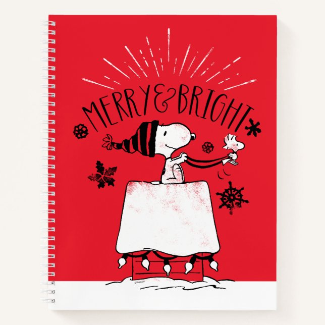 Snoopy and Woodstock - Merry & Bright Notebook (Front)