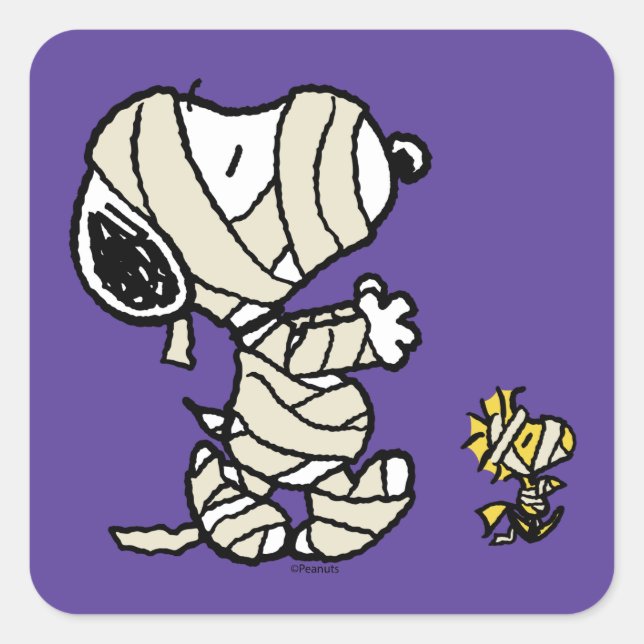 Snoopy and Woodstock Mummies Square Sticker (Front)