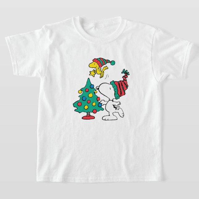 snoopy and woodstock on christmas T-Shirt (Laydown)