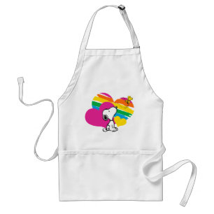 Snoopy and Woodstock Rainbow Hearts Standard Apron