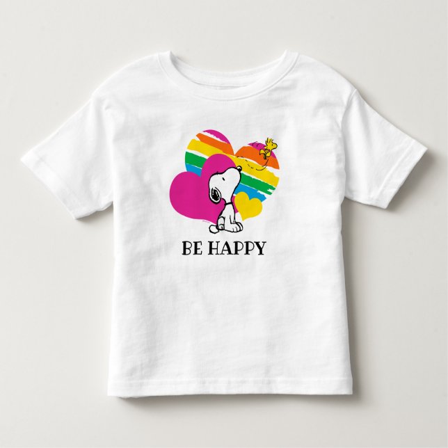 Snoopy and Woodstock | Rainbow Hearts Toddler T-Shirt (Front)