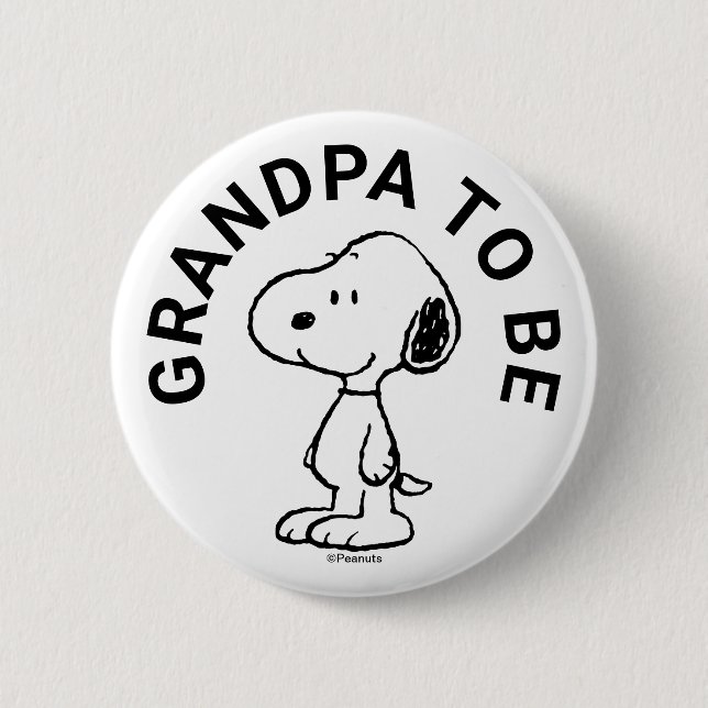 Snoopy Baby Shower Grandpa To Be 6 Cm Round Badge (Front)